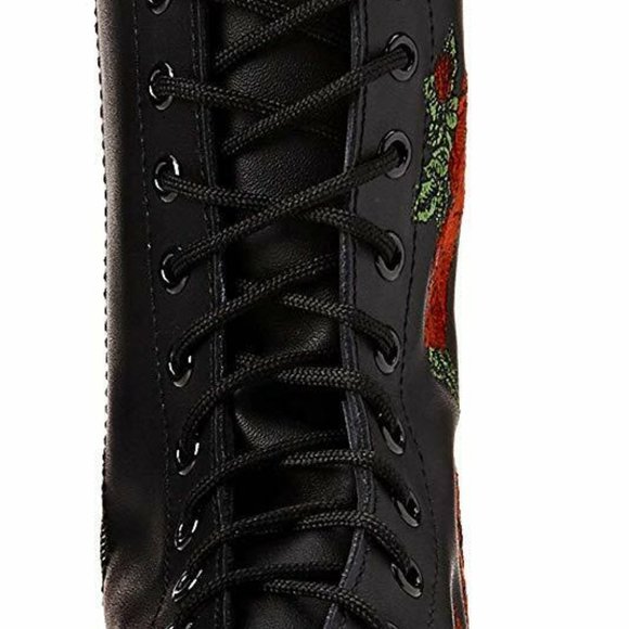 Dr. Martens Women's US 7 1914 Vonda Black Roses Softy T Leather 14-Eye Mid Calf - Picture 5 of 12